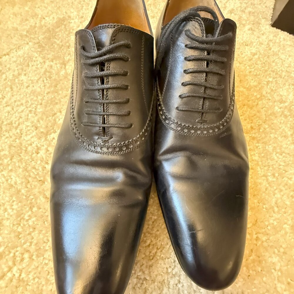 Genuine Gucci Men’s Black Leather Dress Shoes 7G 8.5USA Lace Oxford 269646